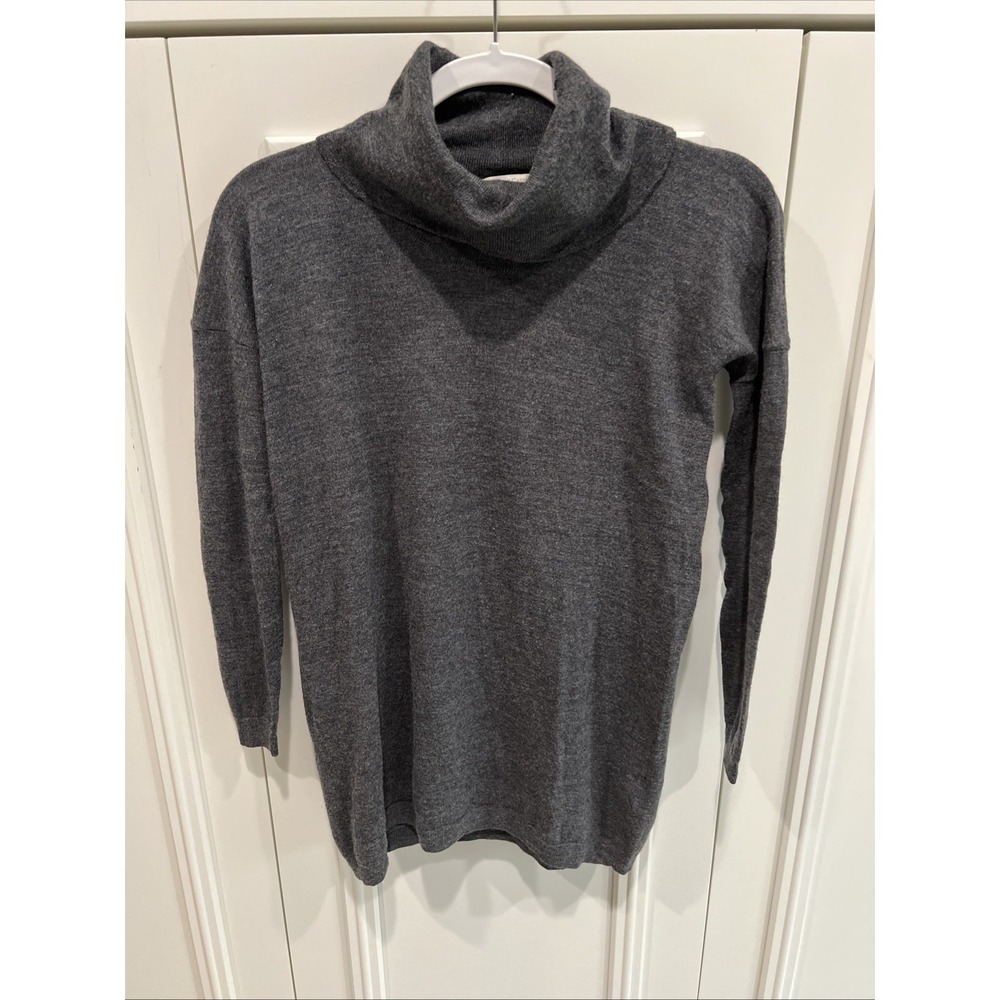 Uniqlo Wool Cashmere Blend Turtleneck Sweater Size Small Gray Lightweight Preppy